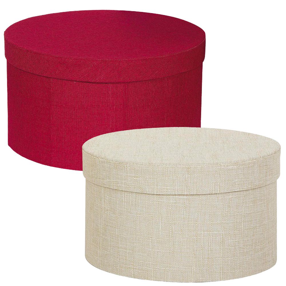 beige round folding box